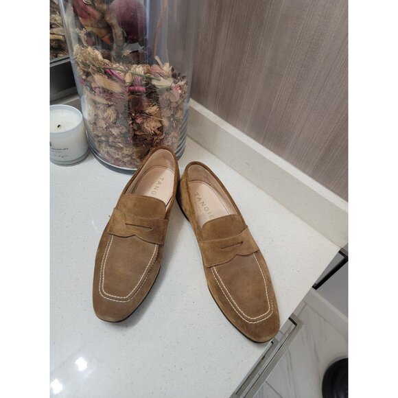 Tangier Penny Loafers Mens 9.5 Brown Leather Slip On Shoes Dress Casual Italian